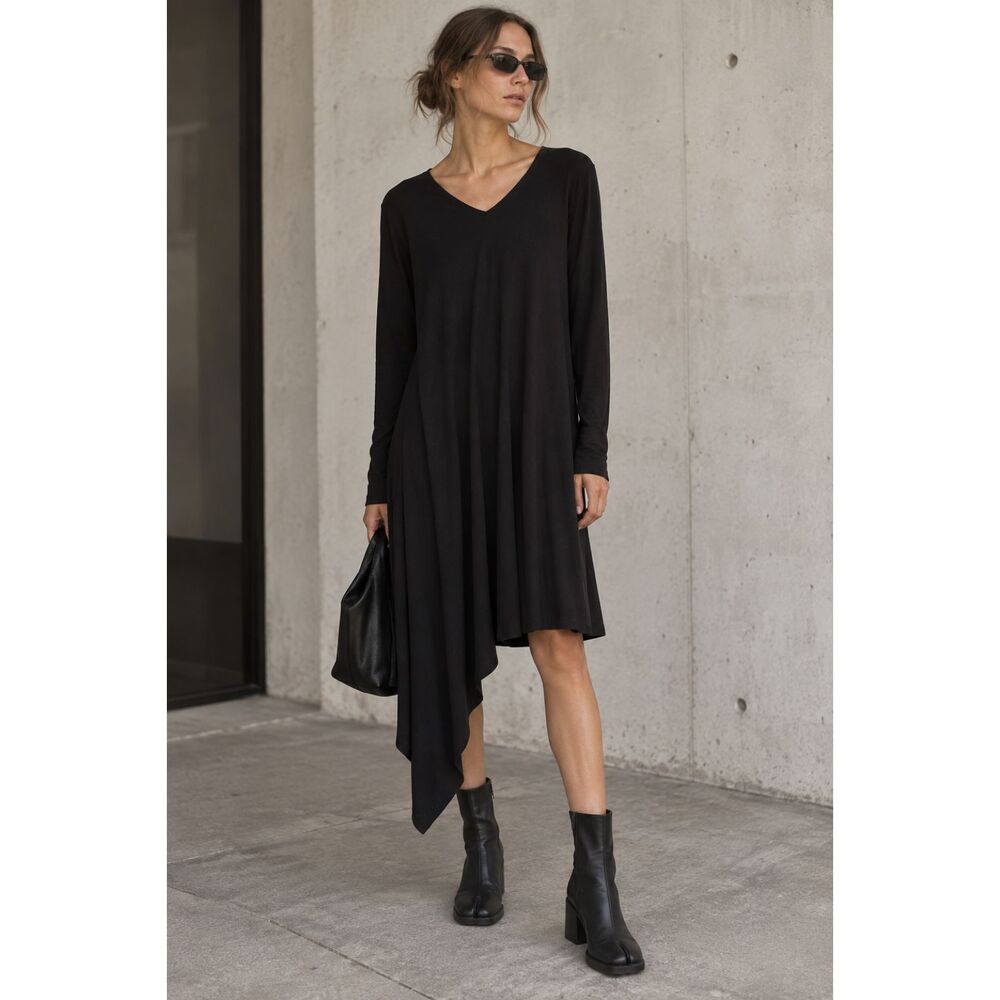 MM6 Maison Margiela Black 100% Cotton Asymetical Midi Dress  Women's Size Medium